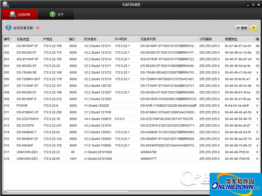 海康威视设备网络搜索(SADPTool)主界面