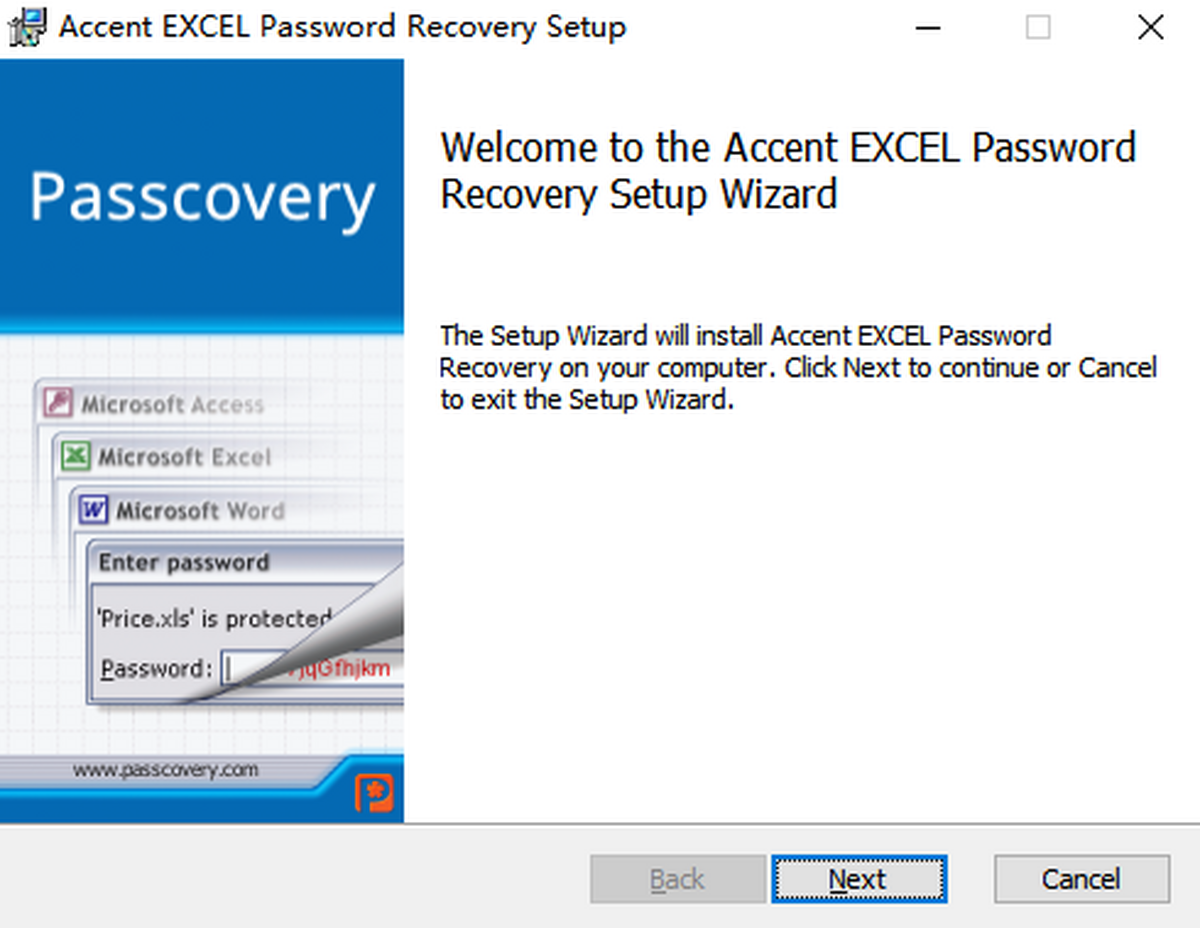 Accent Excel Password Recovery