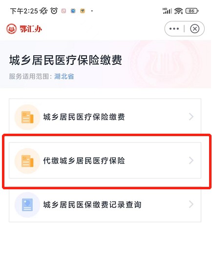 鄂汇办代缴医保怎么操作